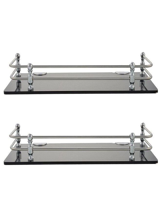 Spiry 12x6 Inch Acrylic Wall Mount Bathroom Shelf(Pack of 2,Smok) - Image 1